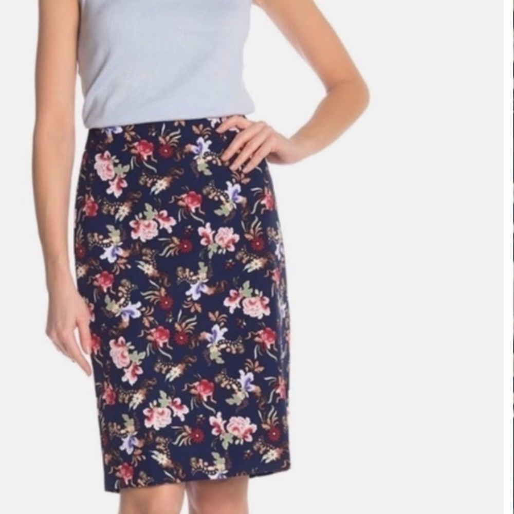 Philosophy Floral Pencil Skirt - Navy and Pink